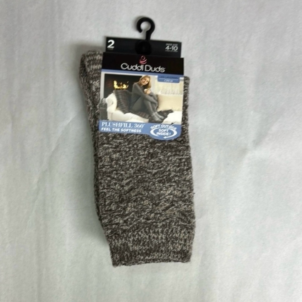 New Cuddl Duds Socks Women’s 2 Pair Brown Soft Leg Layering Crew Casual Active